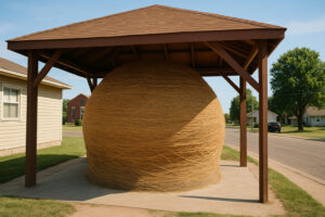 Colorful and unusual sculptures along a highway showcasing quirky roadside attractions in the U.S.