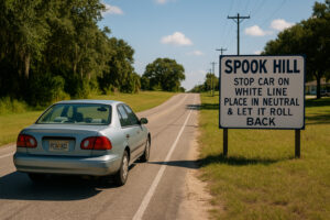 Colorful and unusual sculptures along a highway showcasing quirky roadside attractions in the U.S.