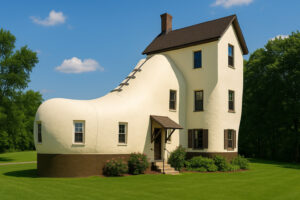 Colorful and unusual sculptures along a highway showcasing quirky roadside attractions in the U.S.