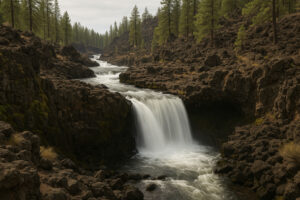 Lush forest scene featuring a secluded cascade surrounded by moss-covered rocks, capturing the beauty of hidden waterfalls in Oregon.