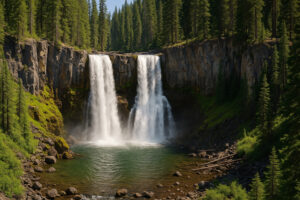 Lush forest scene featuring a secluded cascade surrounded by moss-covered rocks, capturing the beauty of hidden waterfalls in Oregon.