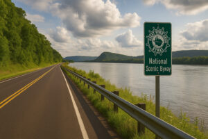Hikers walking along tree-lined paths and old trading routes that reflect the spirit of the Hidden Historic Trails Midwest.