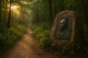 Hikers walking along tree-lined paths and old trading routes that reflect the spirit of the Hidden Historic Trails Midwest.