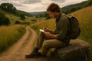 Hikers walking along tree-lined paths and old trading routes that reflect the spirit of the Hidden Historic Trails Midwest.