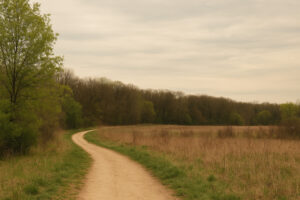 Hikers walking along tree-lined paths and old trading routes that reflect the spirit of the Hidden Historic Trails Midwest.