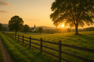 Peaceful main street with rustic shops and old brick buildings capturing the charm of a small town in Tennessee.