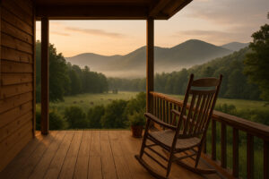 Peaceful main street with rustic shops and old brick buildings capturing the charm of a small town in Tennessee.