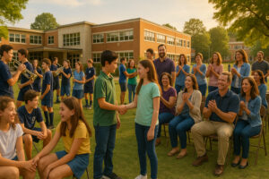 Peaceful main street with rustic shops and old brick buildings capturing the charm of a small town in Tennessee.