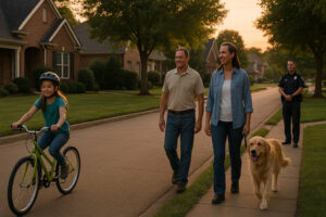 Peaceful main street with rustic shops and old brick buildings capturing the charm of a small town in Tennessee.