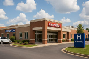 Peaceful main street with rustic shops and old brick buildings capturing the charm of a small town in Tennessee.