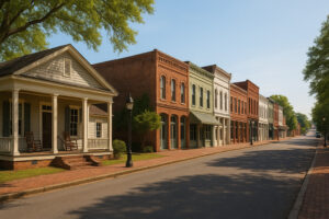 A scenic roadside Alabama spot with local food and cozy Southern atmosphere, capturing the charm of hidden gems in Alabama.