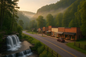 A scenic roadside Alabama spot with local food and cozy Southern atmosphere, capturing the charm of hidden gems in Alabama.