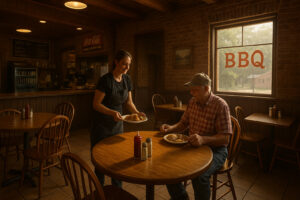 A scenic roadside Alabama spot with local food and cozy Southern atmosphere, capturing the charm of hidden gems in Alabama.