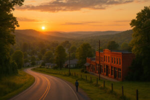 A scenic roadside Alabama spot with local food and cozy Southern atmosphere, capturing the charm of hidden gems in Alabama.