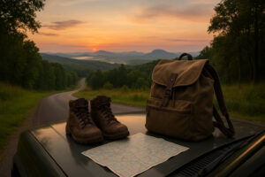 A scenic roadside Alabama spot with local food and cozy Southern atmosphere, capturing the charm of hidden gems in Alabama.