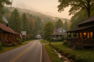 A scenic roadside Alabama spot with local food and cozy Southern atmosphere, capturing the charm of hidden gems in Alabama.