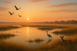 Scenic view of Lake Traverse Reservation showcasing serene waters, lush green shoreline, and natural beauty highlighting Native American heritage.