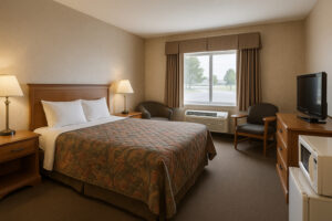 Seasons Inn Traverse City with cozy exterior, nearby lake views, and inviting atmosphere for travelers visiting northern Michigan.