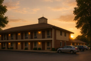 Seasons Inn Traverse City with cozy exterior, nearby lake views, and inviting atmosphere for travelers visiting northern Michigan.