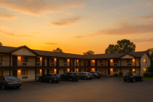 Seasons Inn Traverse City with cozy exterior, nearby lake views, and inviting atmosphere for travelers visiting northern Michigan.