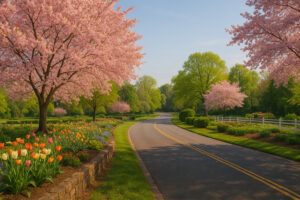 Colonial landmarks and cobblestone streets representing the Historic Triangle Virginia, including Williamsburg, Jamestown, and Yorktown.