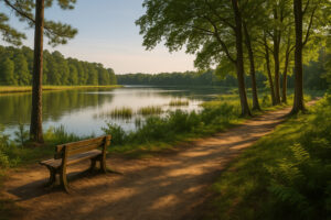 Colonial landmarks and cobblestone streets representing the Historic Triangle Virginia, including Williamsburg, Jamestown, and Yorktown.