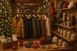 Outpost Traverse City shop featuring local crafts, clothing, and handmade gifts in a rustic downtown setting.