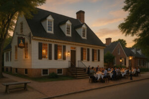 Williamsburg Virginia travel guide image showing Colonial streets, historic buildings, and visitors exploring cultural landmarks.