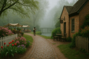 “Charming cobblestone alley and secret courtyard representing hidden gems in Williamsburg VA, showcasing the town’s lesser-known historic spots.