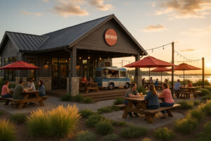 Morning mist rising over the James River along the Colonial Parkway scenic drive, showcasing Virginia&rsquo;s historic route through forests and waterways.