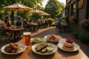 Cloudy morning sky showing changing weather North Bennington VT over small town rooftops