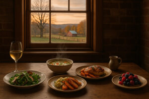 Overcast sky and quiet street scene showing changing north bennington weather in early morning