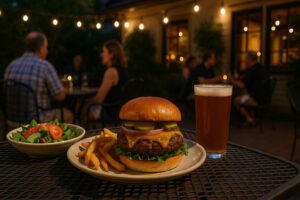 Overcast sky and quiet street scene showing changing north bennington weather in early morning