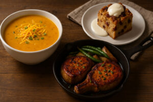 Overcast sky and quiet street scene showing changing north bennington weather in early morning