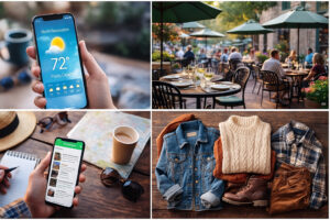 Overcast sky and quiet street scene showing changing north bennington weather in early morning