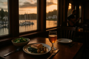 Waterfront dining with scenic views at Port Ludlow restaurants and dining