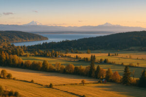 Sunrise over the marina and mountains highlighting photography spots port ludlow along the peaceful waterfront