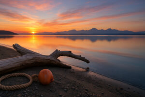 Sunrise over the marina and mountains highlighting photography spots port ludlow along the peaceful waterfront