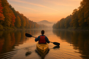 Scenic riverfront and historic bridge view along the connecticut river bellows falls on a calm sunny day