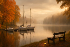 Sunny marina view and blooming coastal trails showing the best time to visit Port Ludlow during its vibrant spring and summer seasons.