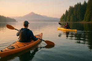 Travelers kayaking, hiking, and exploring scenic coastal trails while enjoying the top things to do in Port Ludlow, Washington.