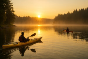 Travelers kayaking, hiking, and exploring scenic coastal trails while enjoying the top things to do in Port Ludlow, Washington.