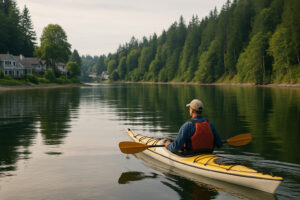 Hikers, kayakers, and nature lovers exploring forests, trails, and beaches during outdoor adventures in Port Ludlow, Washington.