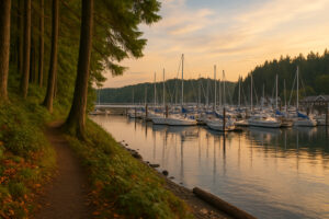 Hikers, kayakers, and nature lovers exploring forests, trails, and beaches during outdoor adventures in Port Ludlow, Washington.