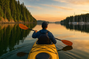 Hikers, kayakers, and nature lovers exploring forests, trails, and beaches during outdoor adventures in Port Ludlow, Washington.