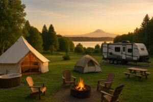 Hikers, kayakers, and nature lovers exploring forests, trails, and beaches during outdoor adventures in Port Ludlow, Washington.