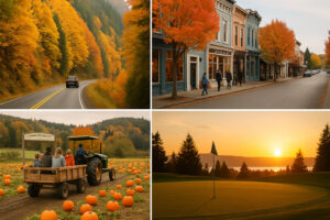 Sunny marina view and blooming coastal trails showing the best time to visit Port Ludlow during its vibrant spring and summer seasons.