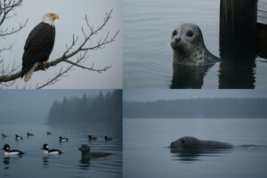Sunny marina view and blooming coastal trails showing the best time to visit Port Ludlow during its vibrant spring and summer seasons.