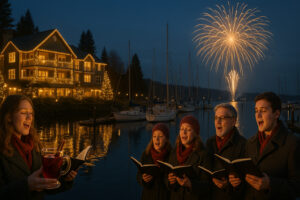 Sunny marina view and blooming coastal trails showing the best time to visit Port Ludlow during its vibrant spring and summer seasons.