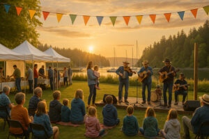 Sunny marina view and blooming coastal trails showing the best time to visit Port Ludlow during its vibrant spring and summer seasons.